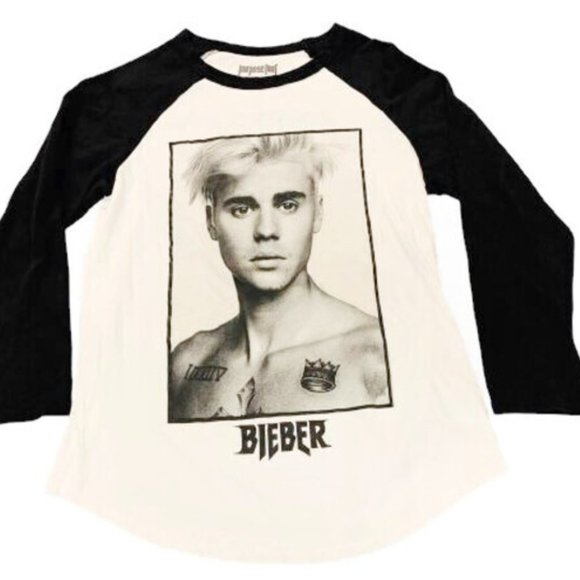 Bieber Purpose Tour Sorry Raglan Sleeve Tee - Picture 1 of 2